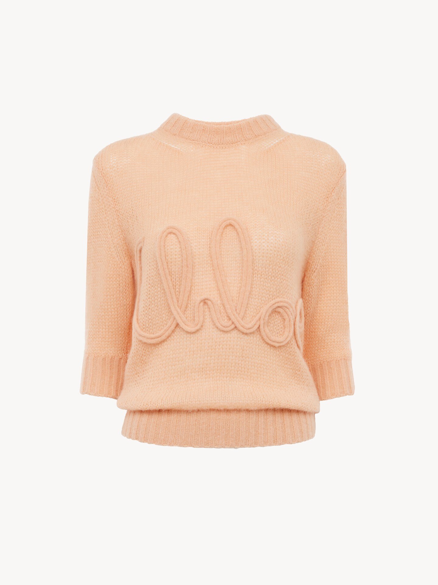 Elbow-sleeve logo jumper in alpaca wool & silk knit - 1