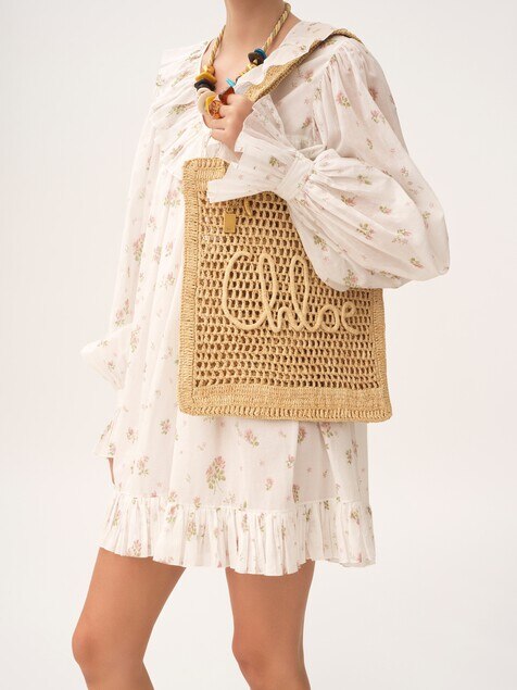 Summer Banana tote bag in raffia