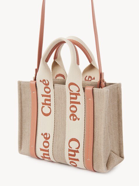 Small Woody tote bag in linen