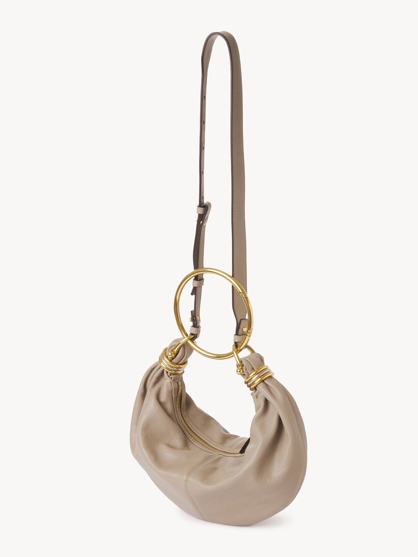 Small Bracelet hobo bag in grained leather - 7