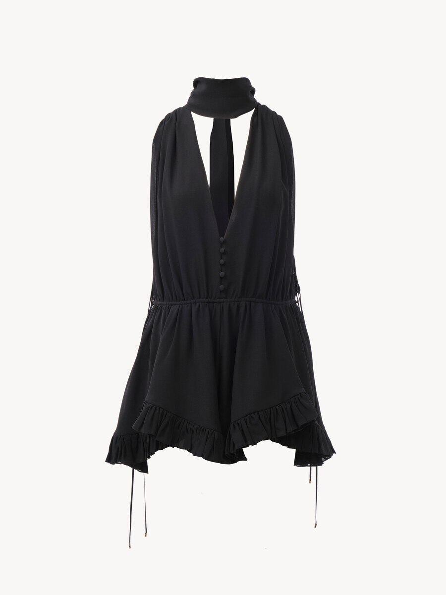 V-neck jumpsuit in silk georgette - 2