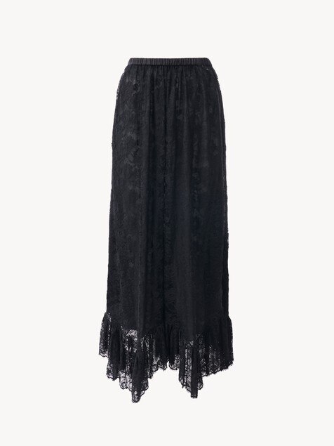 Ruffled midi skirt in floral lace jacquard
