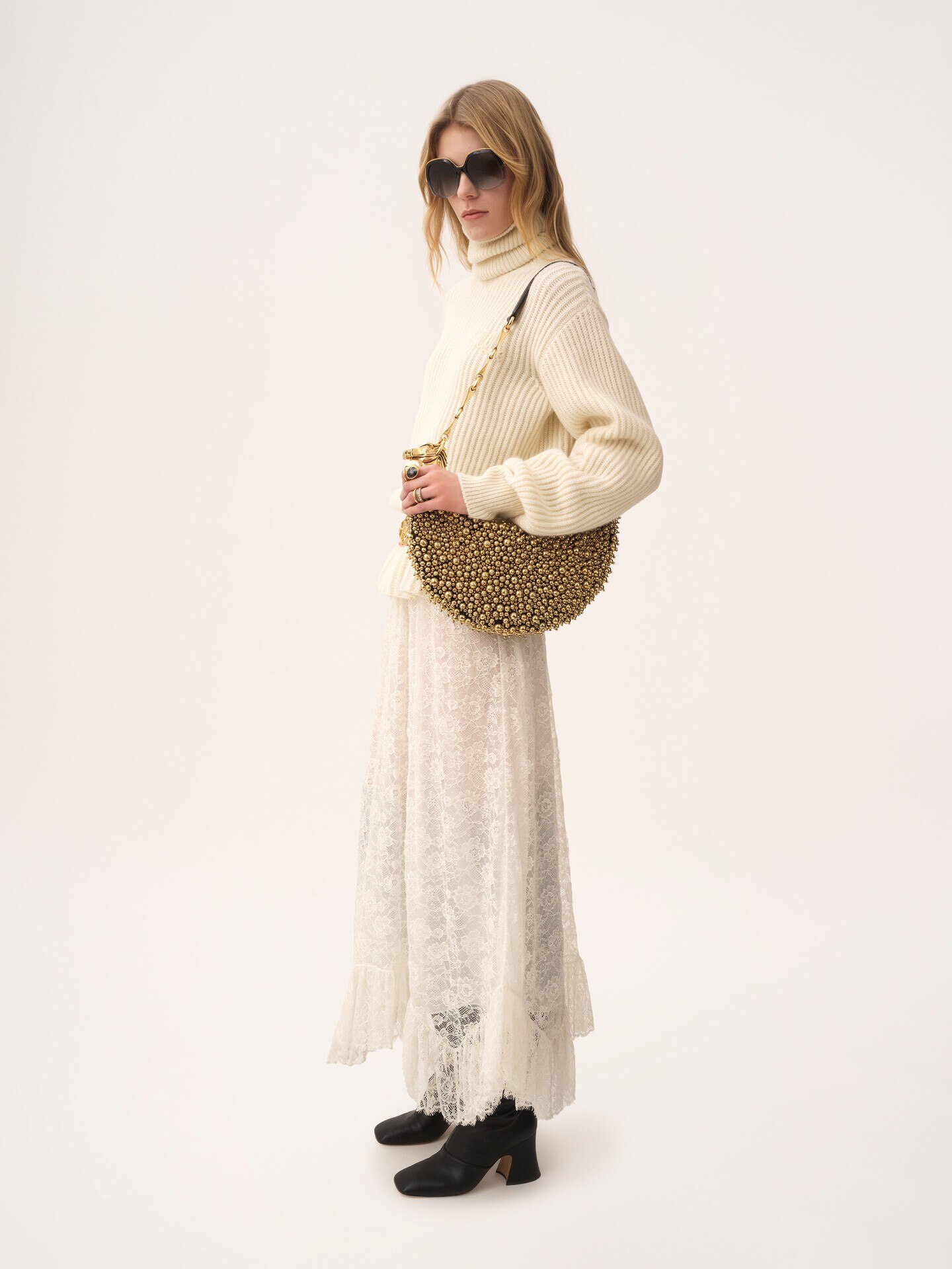 Chain Horse shoulder bag in beaded suede leather - 9