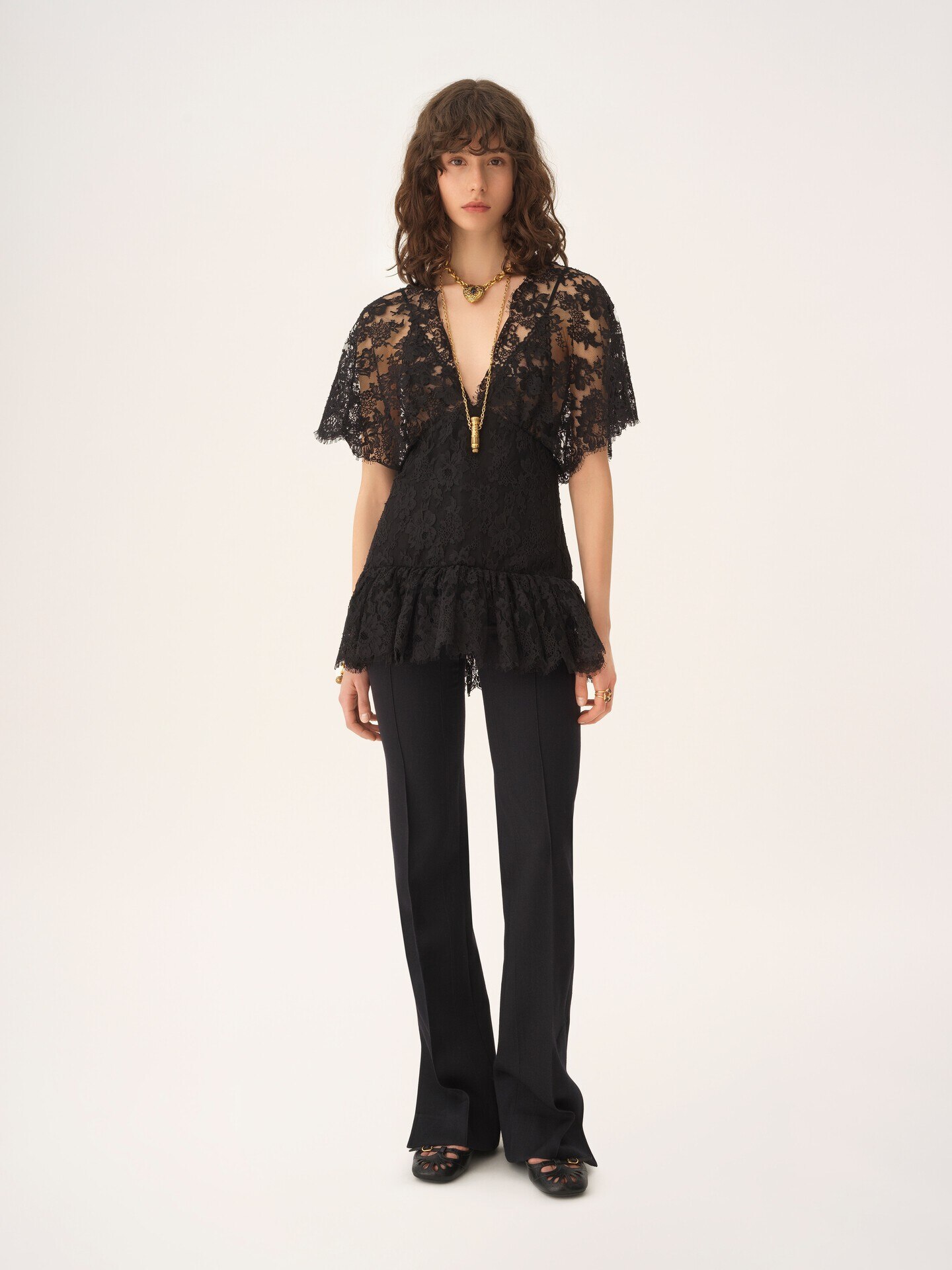 Fitted ruffle top in lace - 3