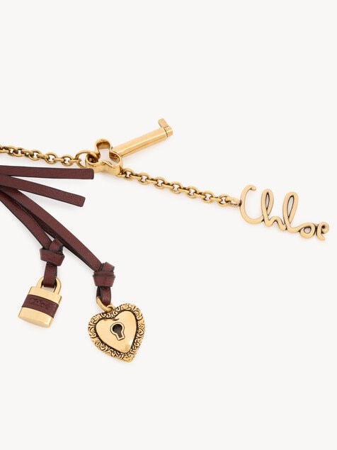 Charm para bolso llavero Chlo&eacute; Symbols Heart & Lock de lat&oacute;n y cuero