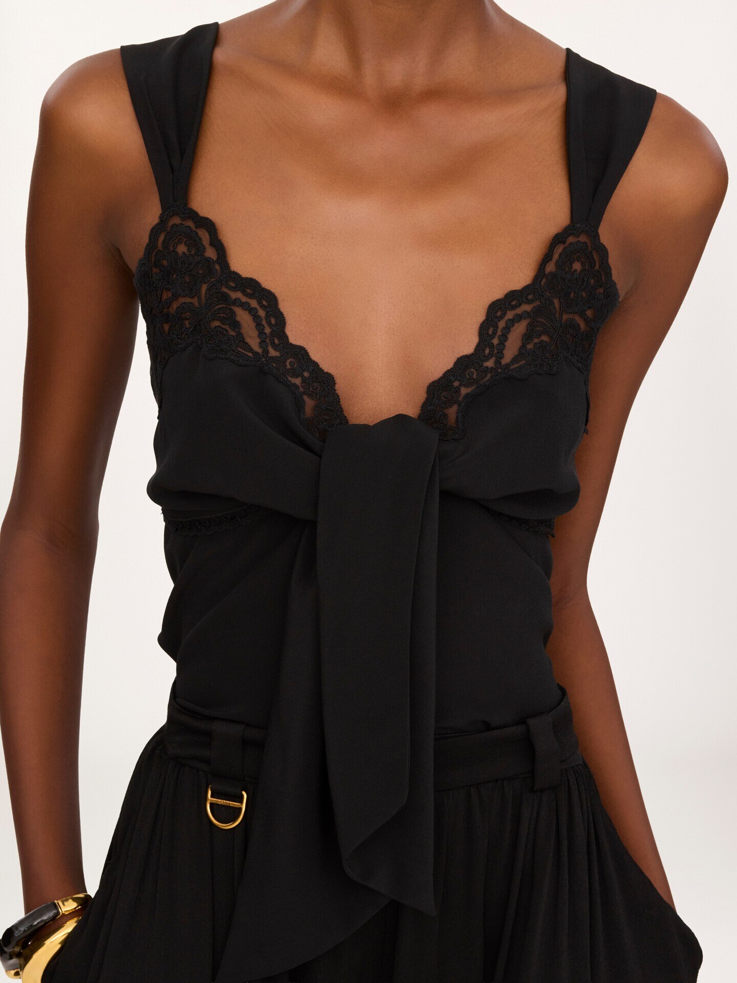 Flowy lingerie top in cr&ecirc;pe de chine & lace - 8