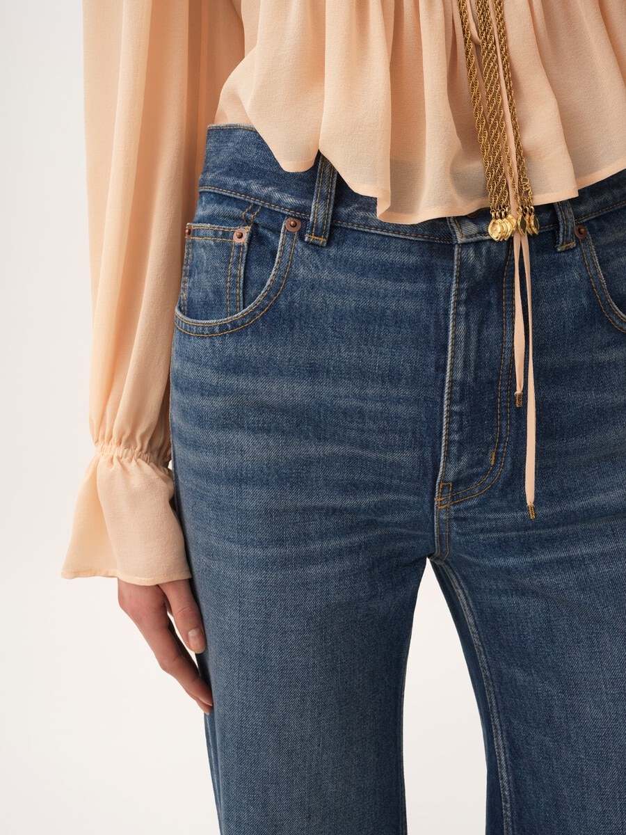 High-rise flare jeans in denim - 8