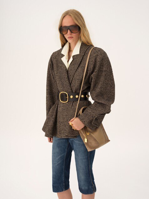 Small Chlo&eacute; Spin tote bag in grained and suede leather