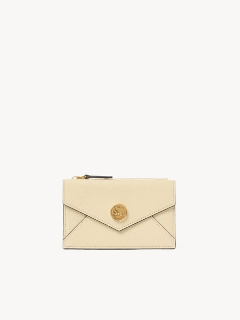 Small Envelope purse with card slots in grained leather