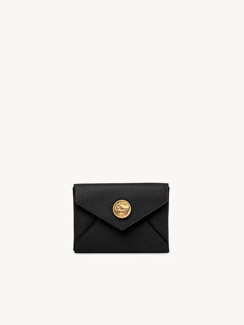Envelope card holder in grained leather