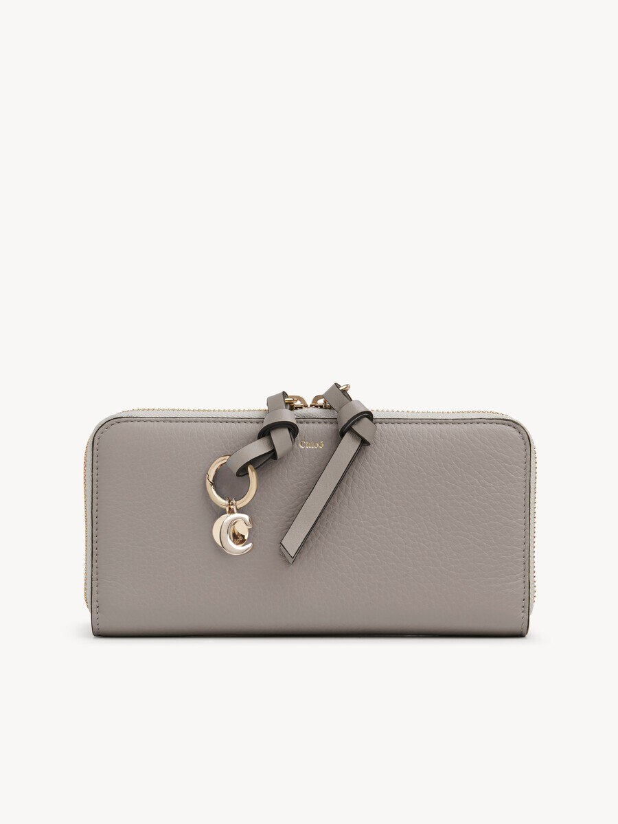 Alphabet zipped long wallet in grained leather - 2