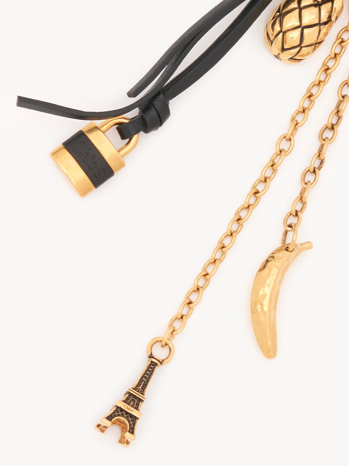 Miniatures bag charm in brass & leather - 3