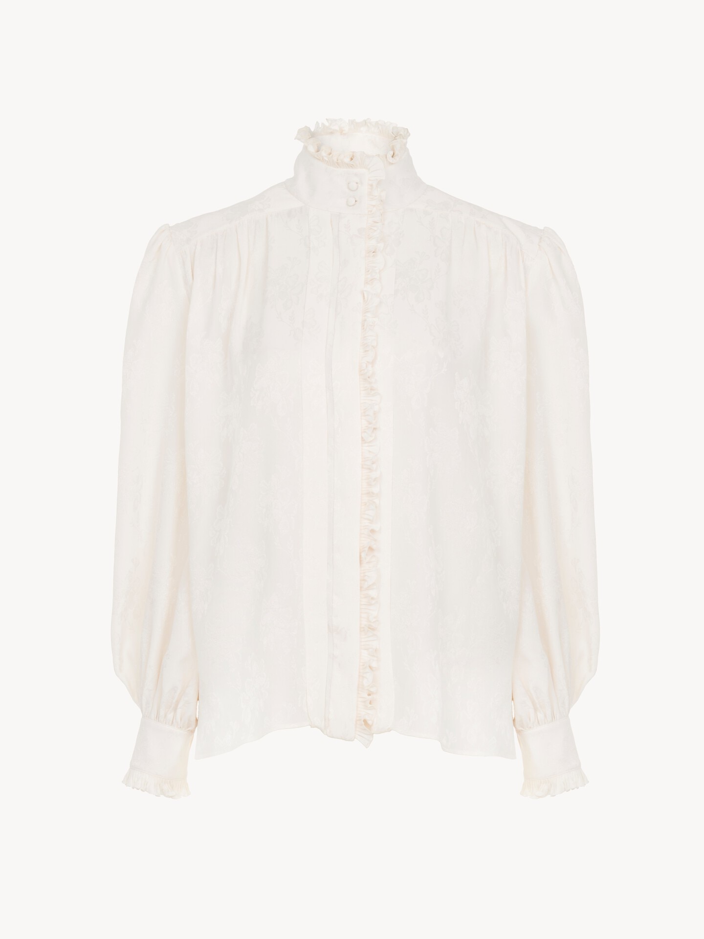 Oversized ruffled blouse in silk jacquard - 2