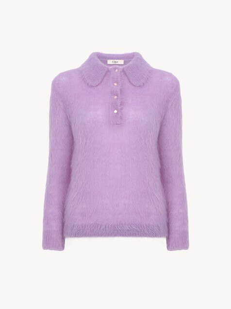 Jersey de polo confeccionado en punto de mezcla de lana y alpaca