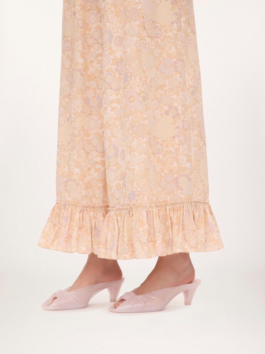 Cropped fluid pants in cr&ecirc;pe de chine - 6