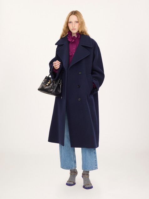Abrigo largo oversize de doble botonadura de lana