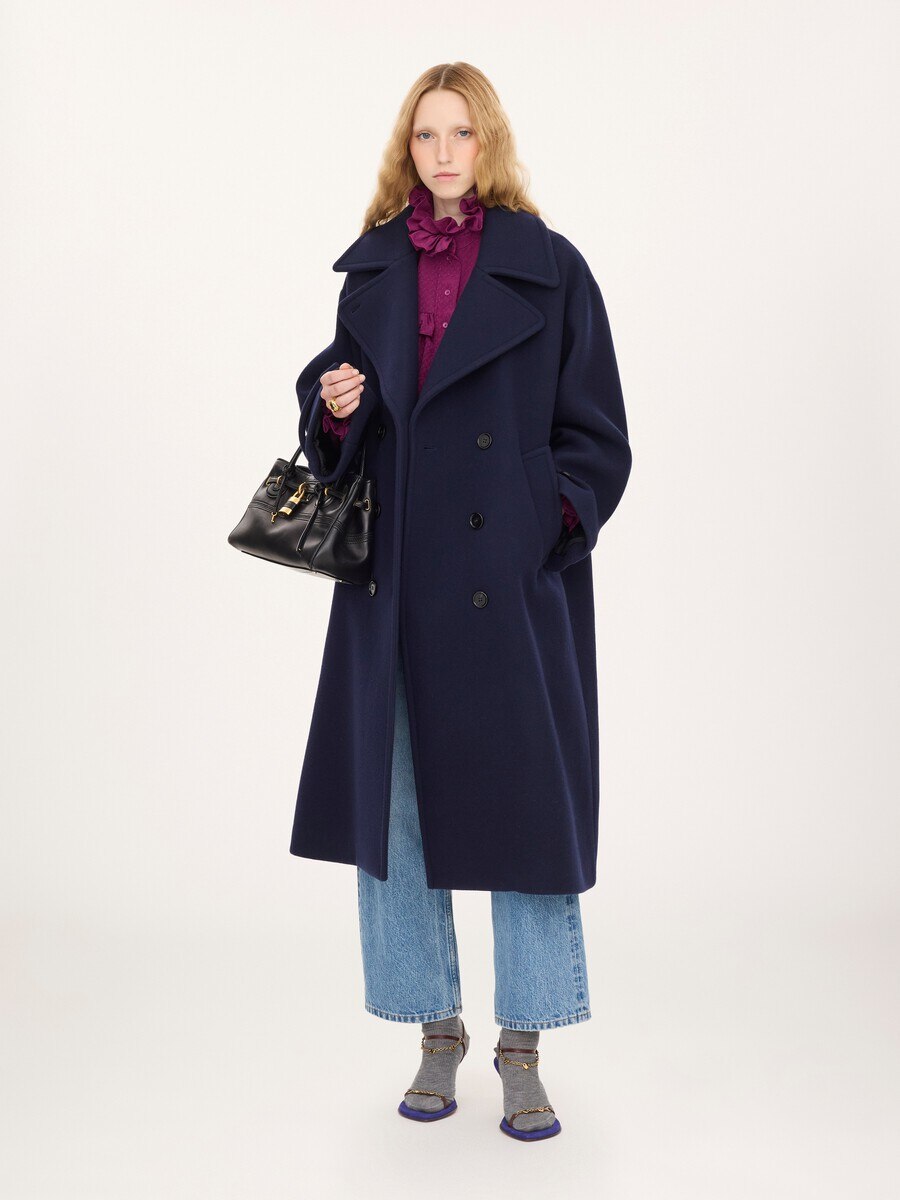 Double-breasted oversized long coat in wool - 3