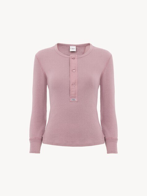 Fitted Henley shirt in cotton jersey