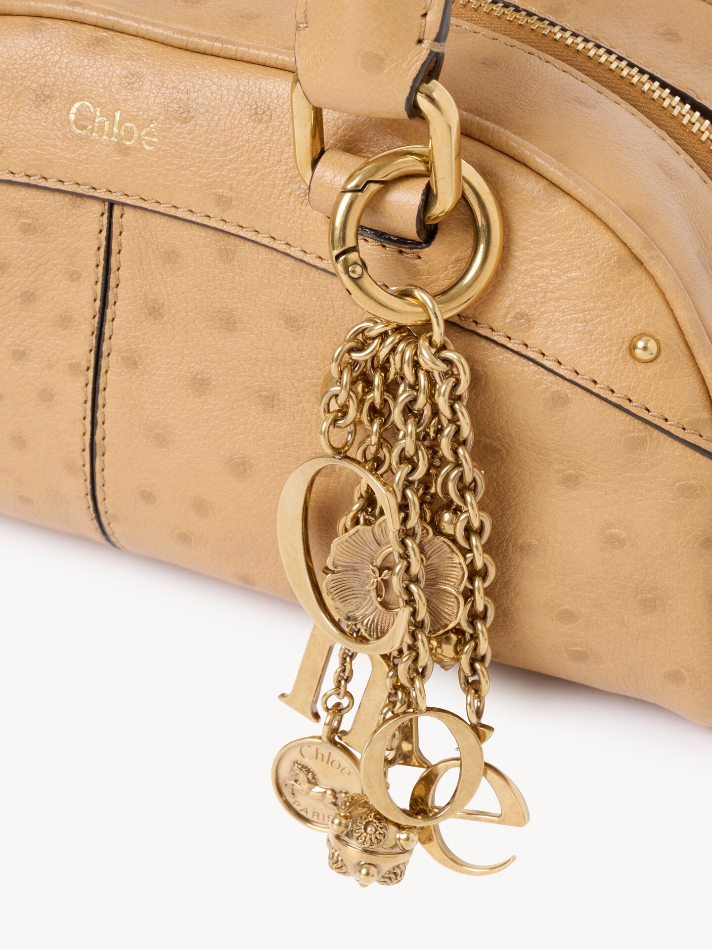 Small Chloé bowling bag in ostrich-effect leather - 7