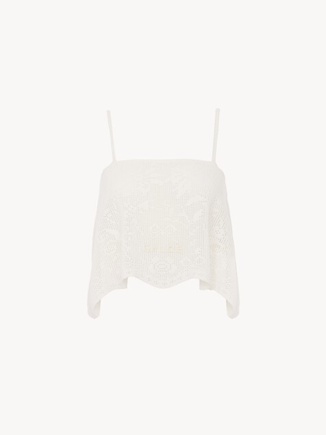 Thin-strap cropped top in a cotton knit