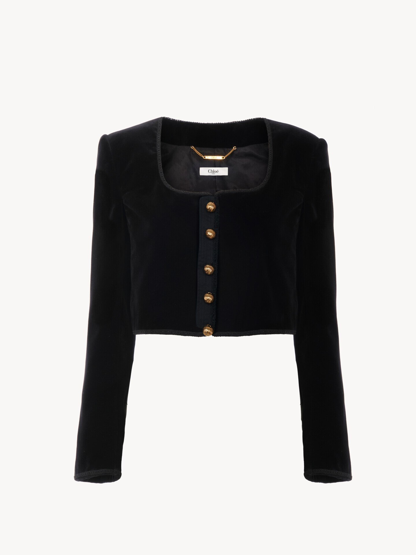 Cropped Spencer jacket in velvet - 1