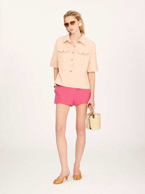 Cotton gabardine polo shirt