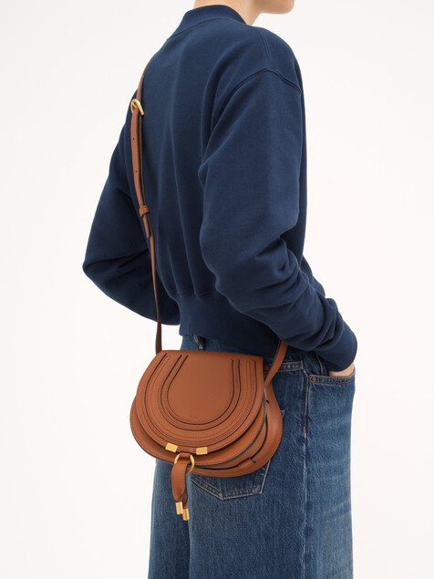 Small Marcie saddle bag in grained leather
