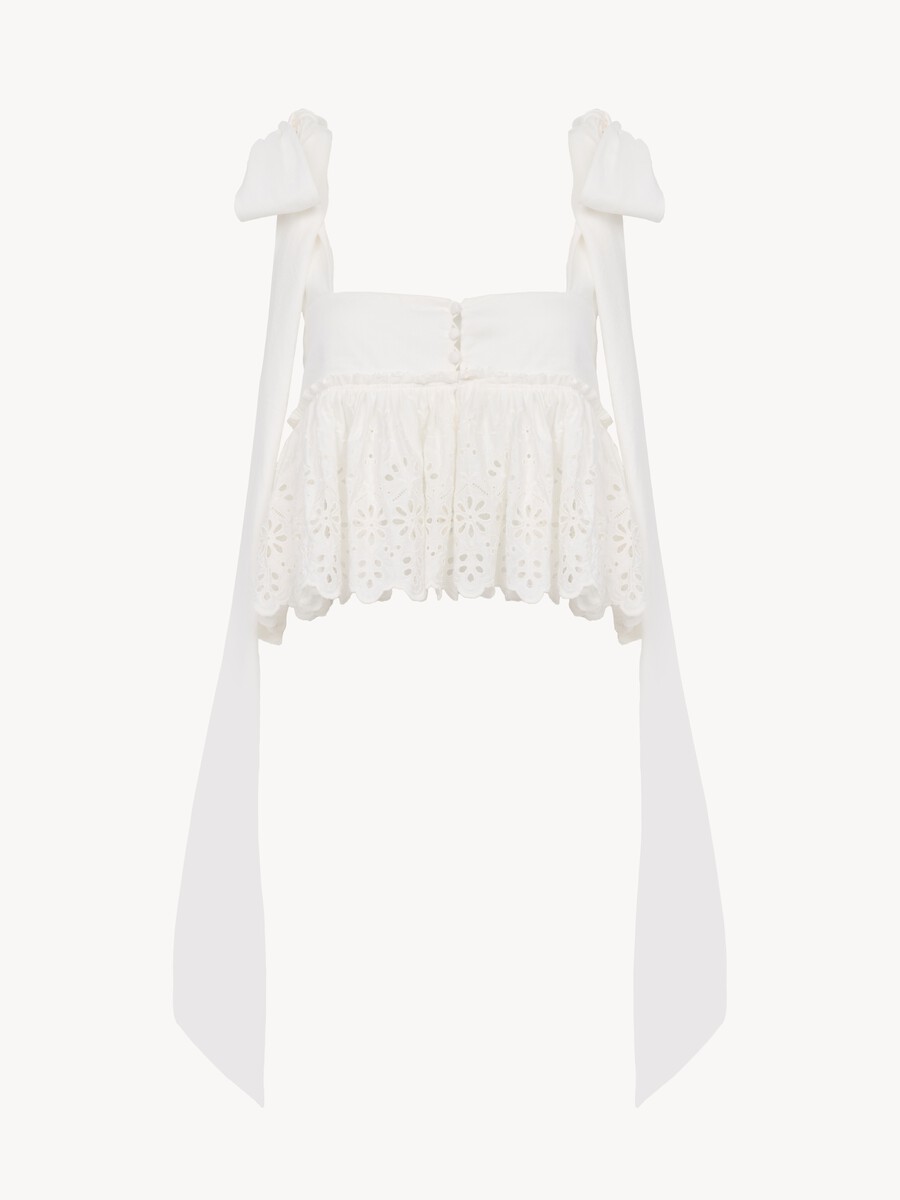 Knotted-strap cropped top in soft cotton - 2