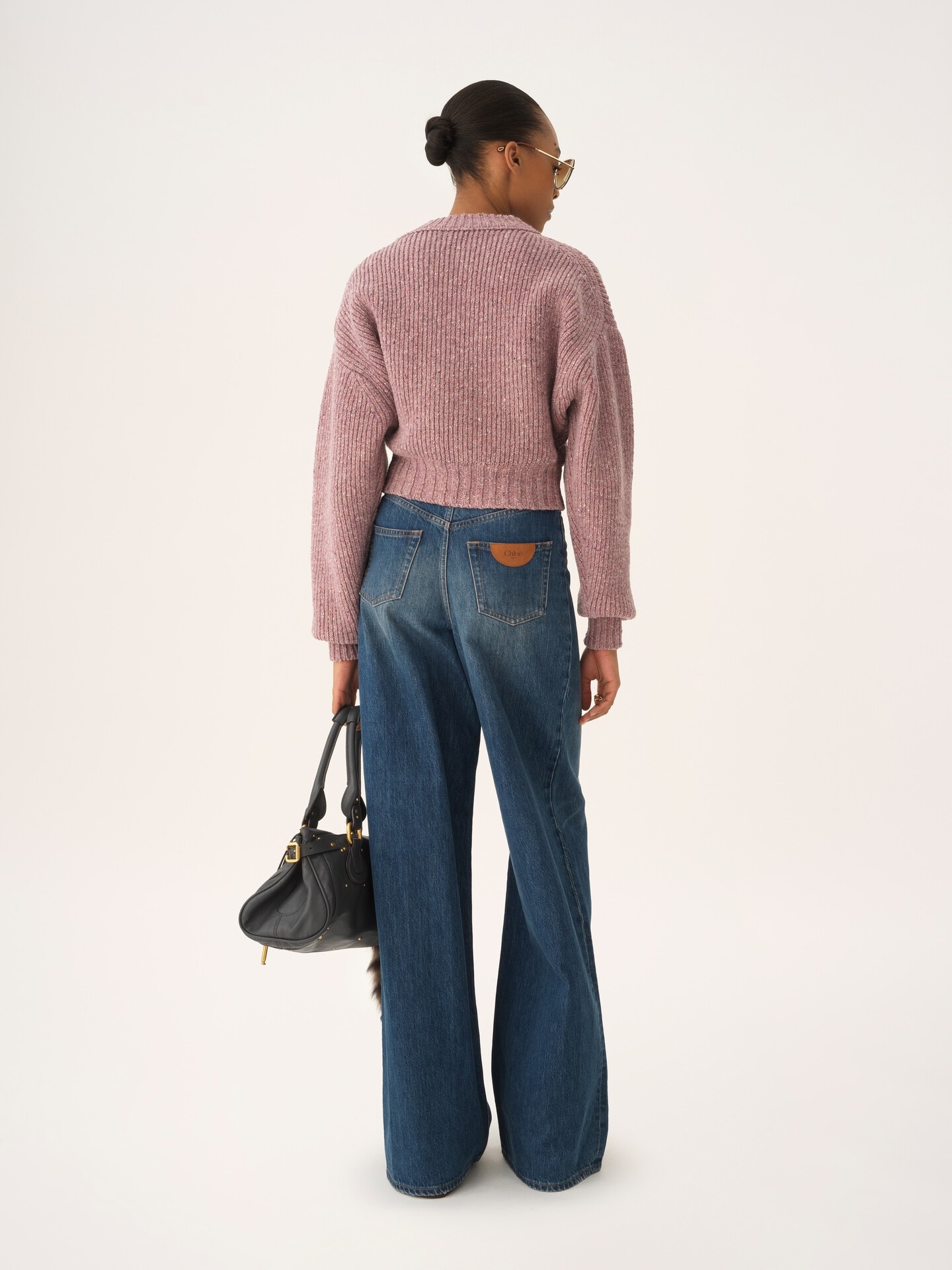 Jersey cropped de cuello cerrado de punto de lana merina - 5