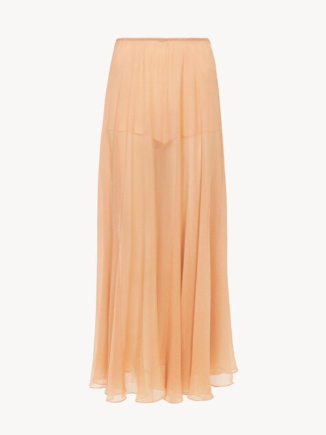 Fluid long skirt in silk mousseline