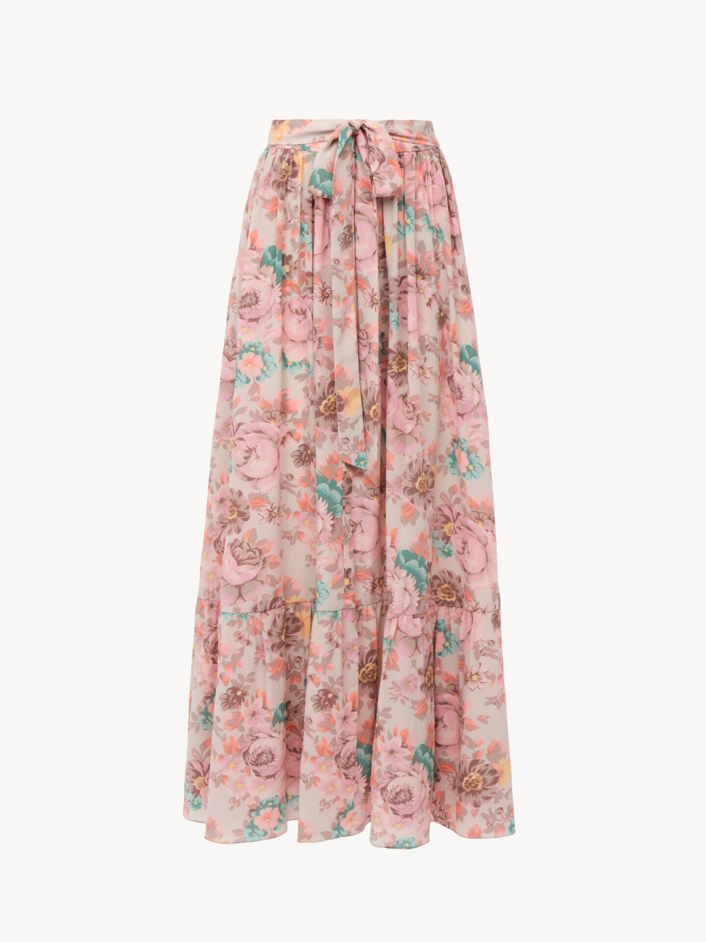 Gathered midi skirt in cr&ecirc;pe de chine - 2