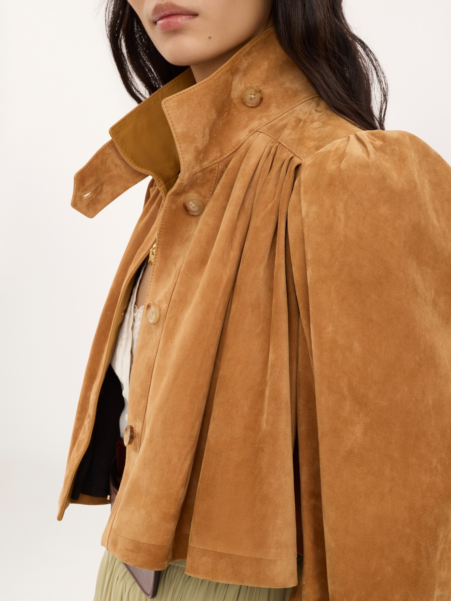 Gathered boule jacket in suede leather - 6