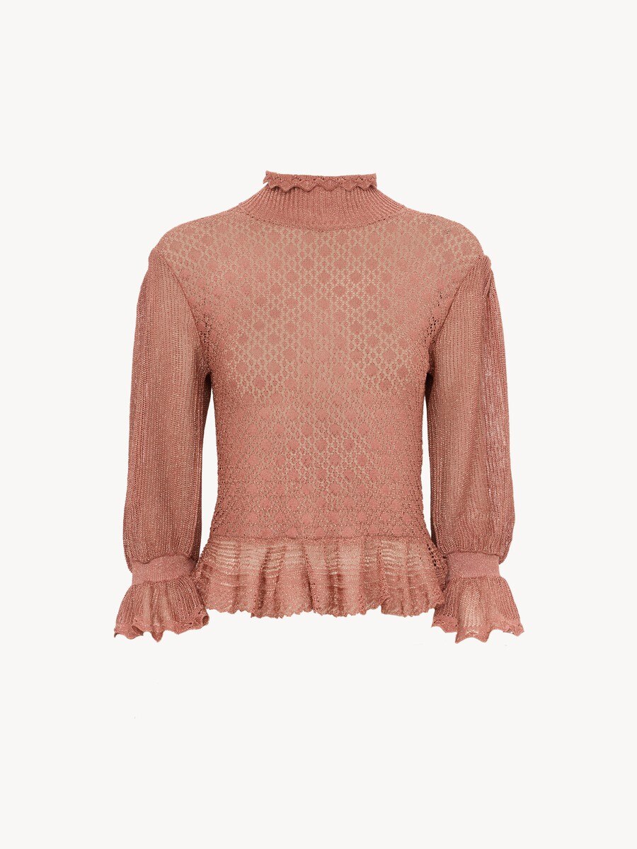 Ruffled puff-sleeve sweater in a lurex knit - 2