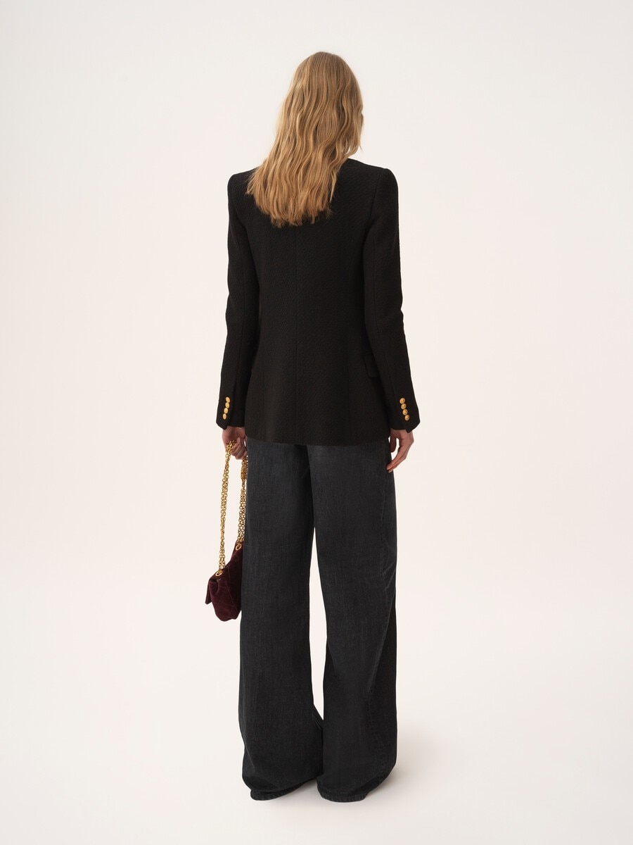 Double-breasted tailored jacket in wool bouclette - 7