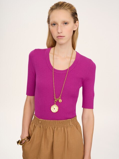 Short-sleeve jumper in a wool knit