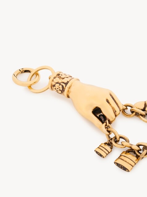 Charm de bolso llavero Chlo&eacute; Symbols Hand & Heart de cobre