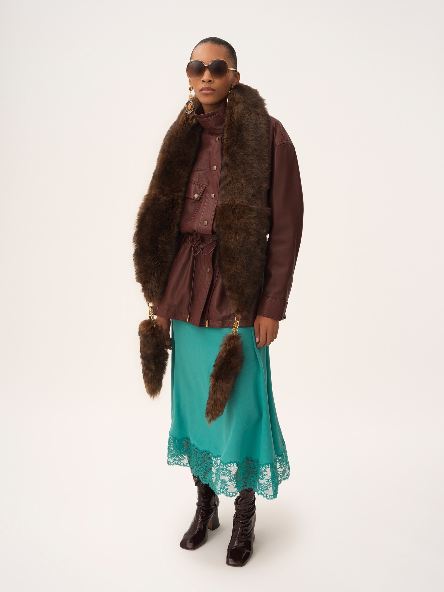 High-neck parka in leather - 3