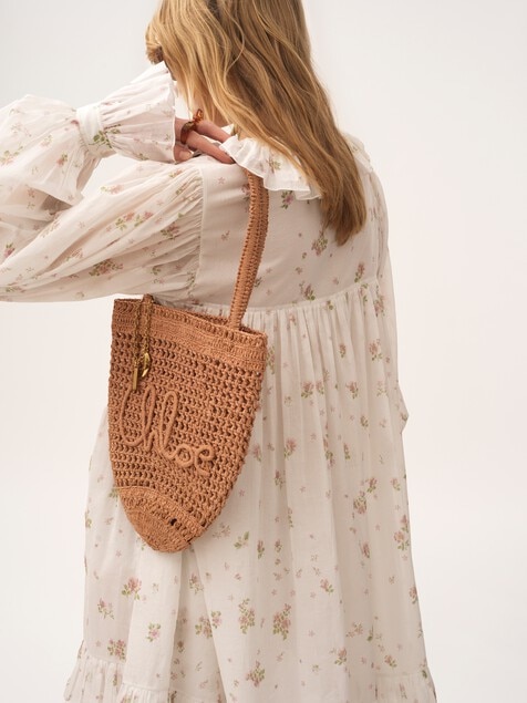 Small Summer Banana tote bag in raffia