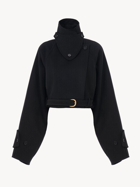 Cropped coat in double-face wool