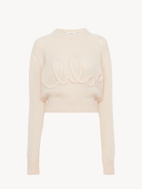 Logo jumper in alpaca wool & silk knit
