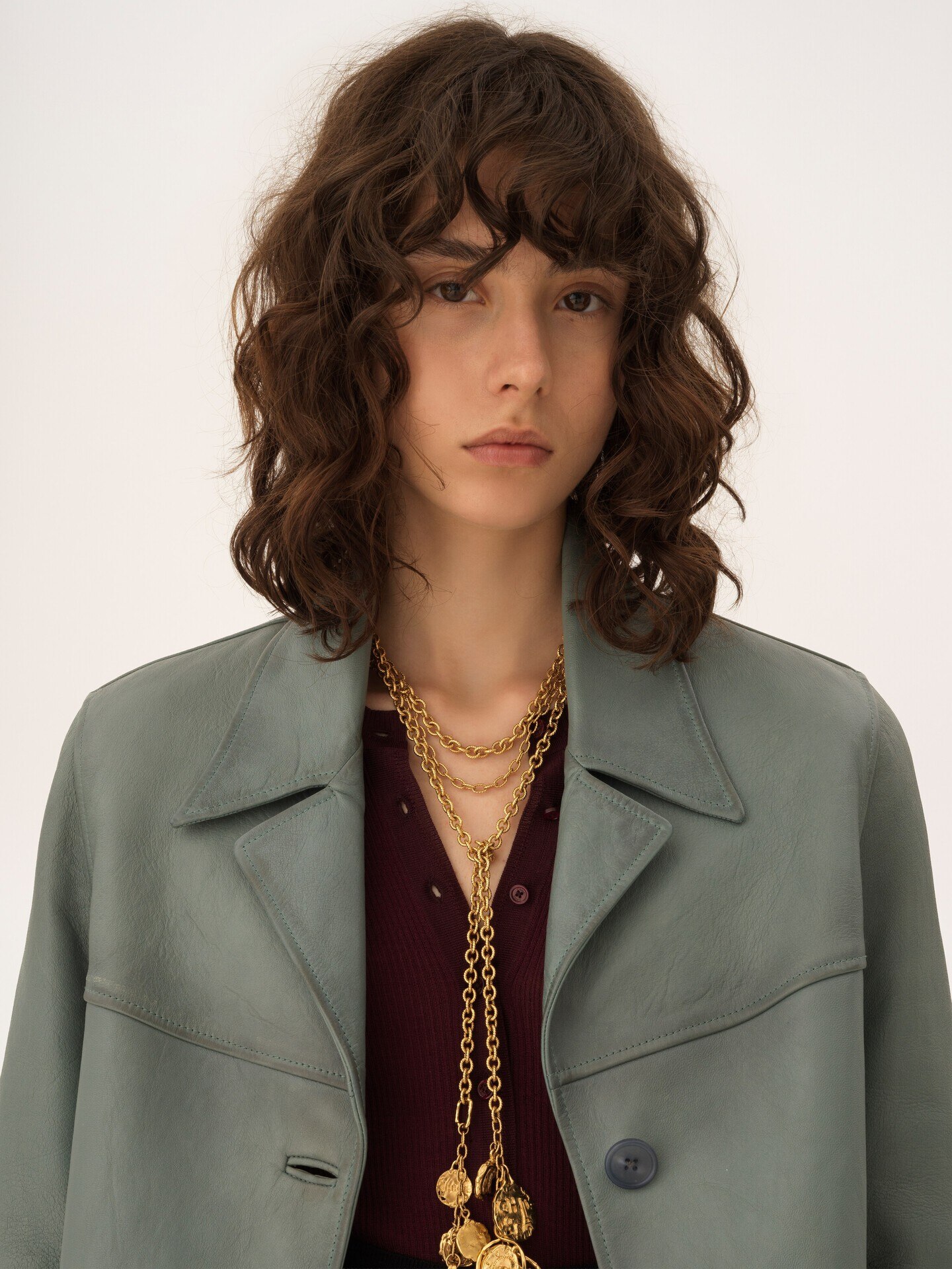 Single-breasted long jacket in leather - 7