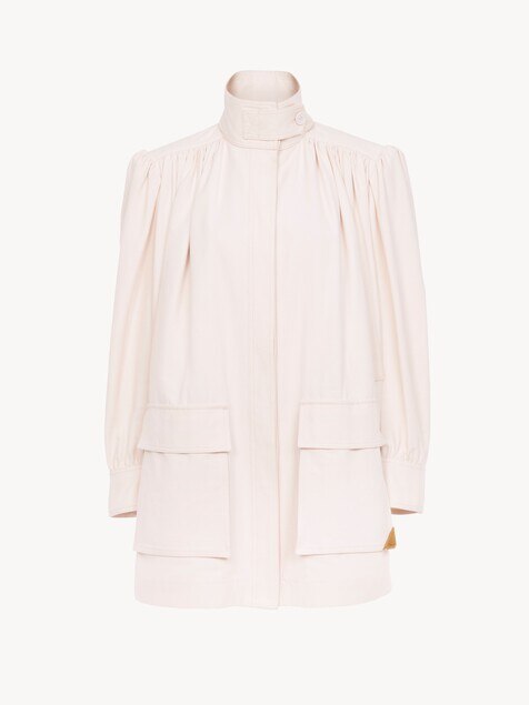 High-neck utilitarian jacket in cotton canvas