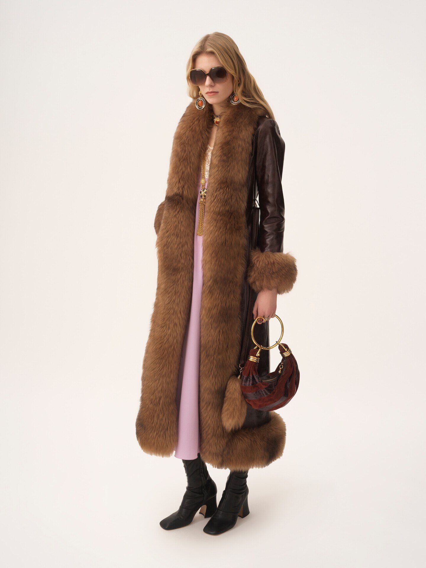 Mini Bracelet Hobo bag in suede leather & snakeskin - 9