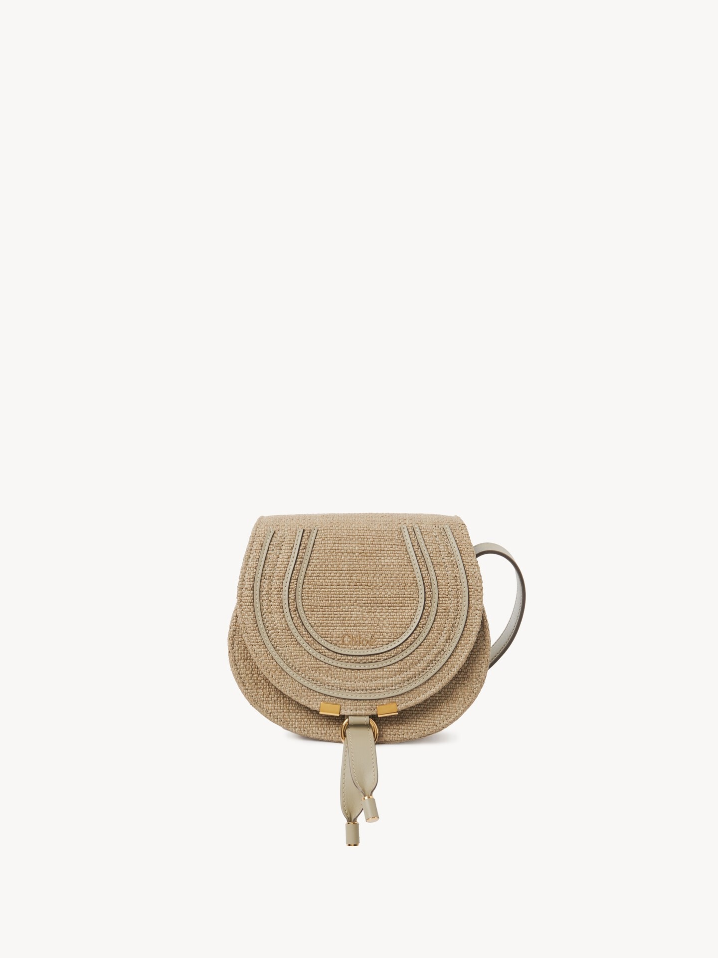 Small Marcie saddle bag in raffia-effect fibres - 1