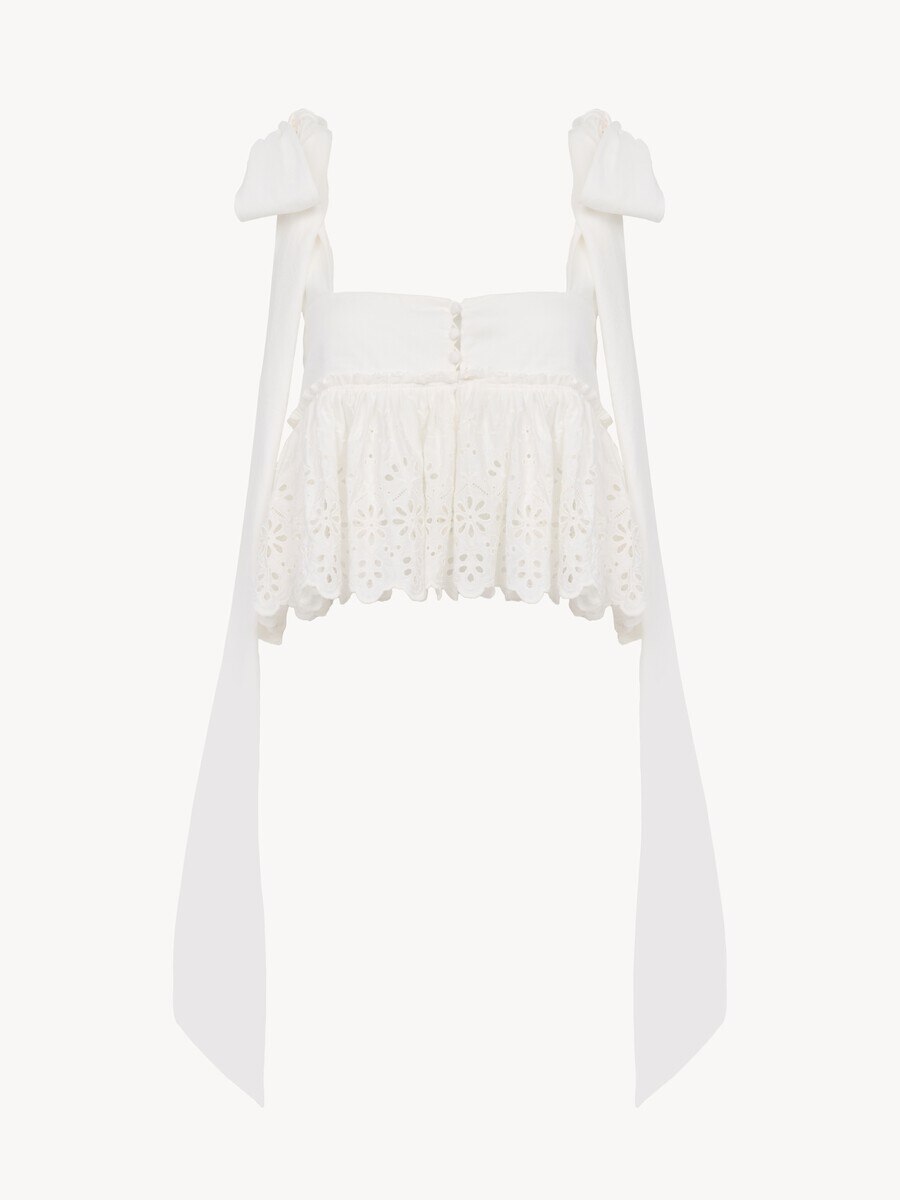 Knotted-strap cropped top in soft cotton - 2