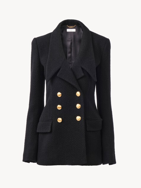 Double-breasted tailored jacket in wool bouclette