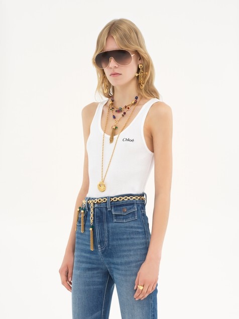 Logo tank top in jersey