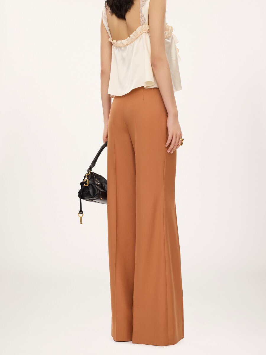 High-rise flared pants in wool gabardine - 5