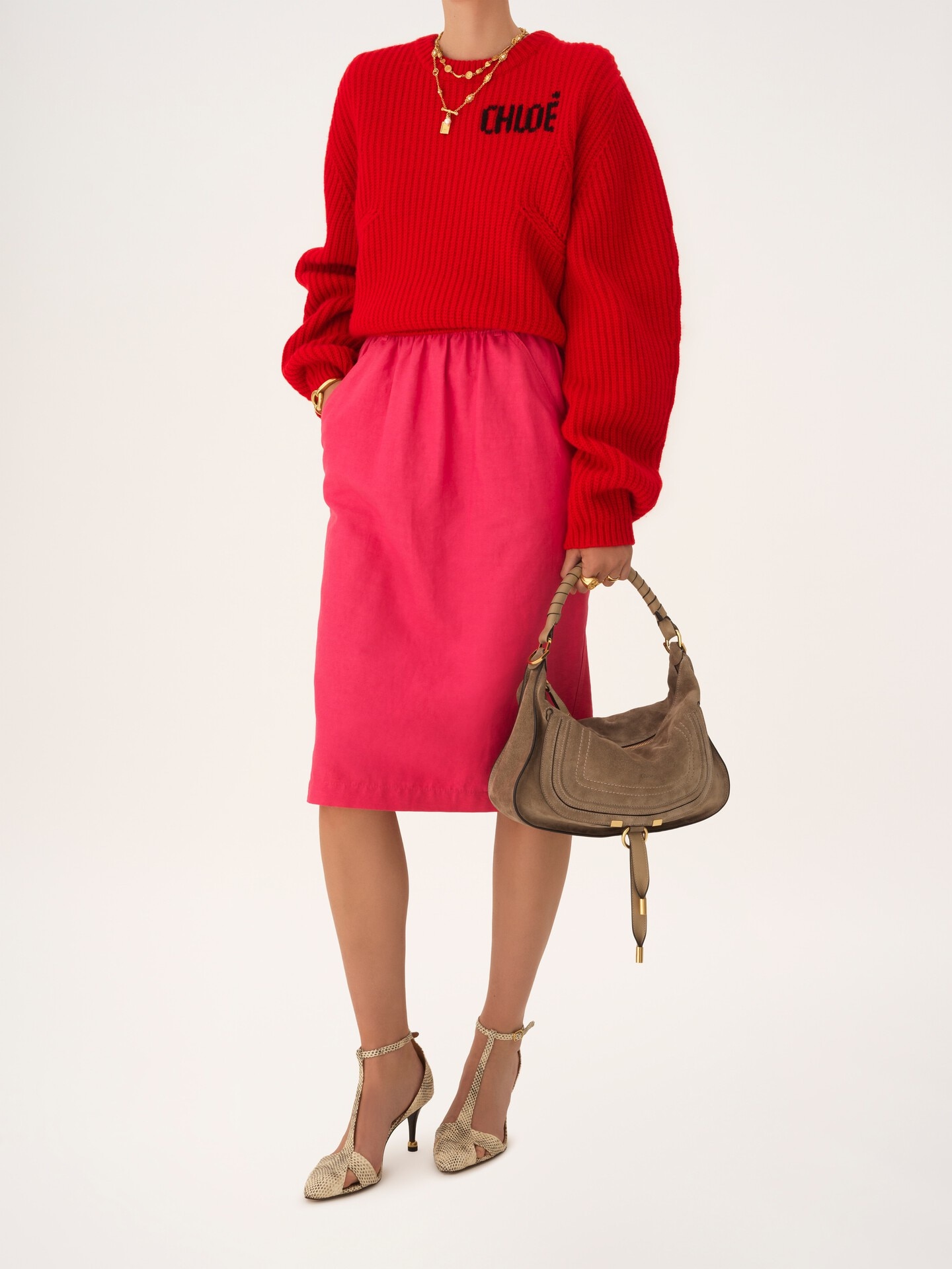 Small Marcie shoulder bag in suede leather - 10