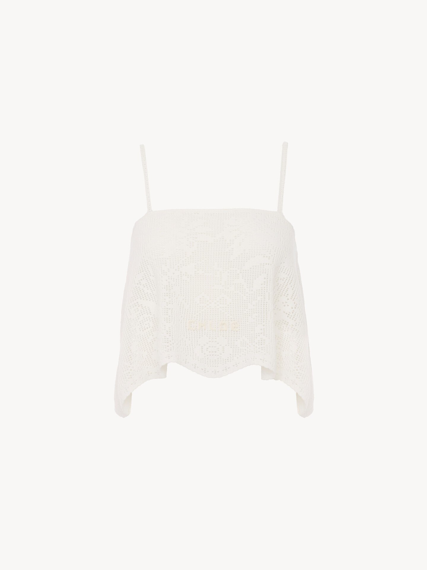 Thin-strap cropped top in a cotton knit - 2
